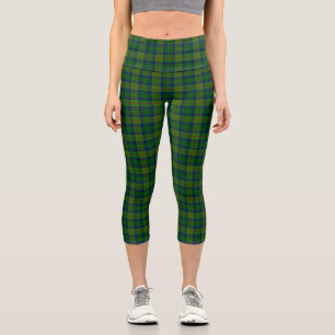 Cranstoun tartan green blue plaid capri leggings