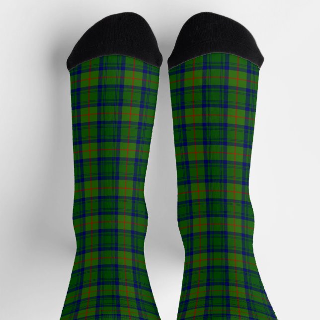 Cranstoun tartan green blue plaid socks (Top)