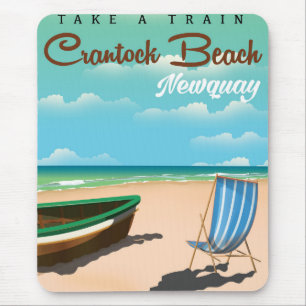 Crantock Beach,Newquay vintage style travel poster Mouse Mat