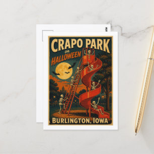 Crapo Park on Halloween Burlington Iowa Postcard