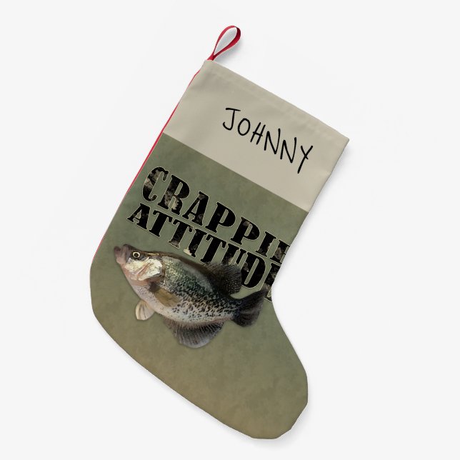 Crappie Attitude Fishing Small Christmas Stocking (Front (Hanging))