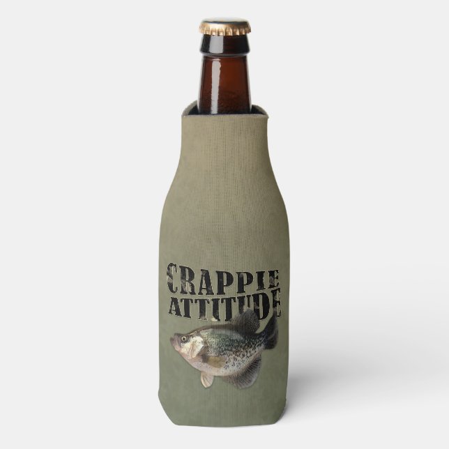 Crappie Attitude Funny Fishing Bottle Cooler (Bottle Front)