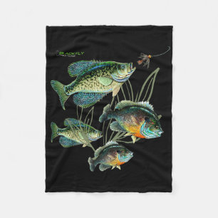 Crappie Bluegill Fishing Shirts Hoodies Black Fly Fleece Blanket