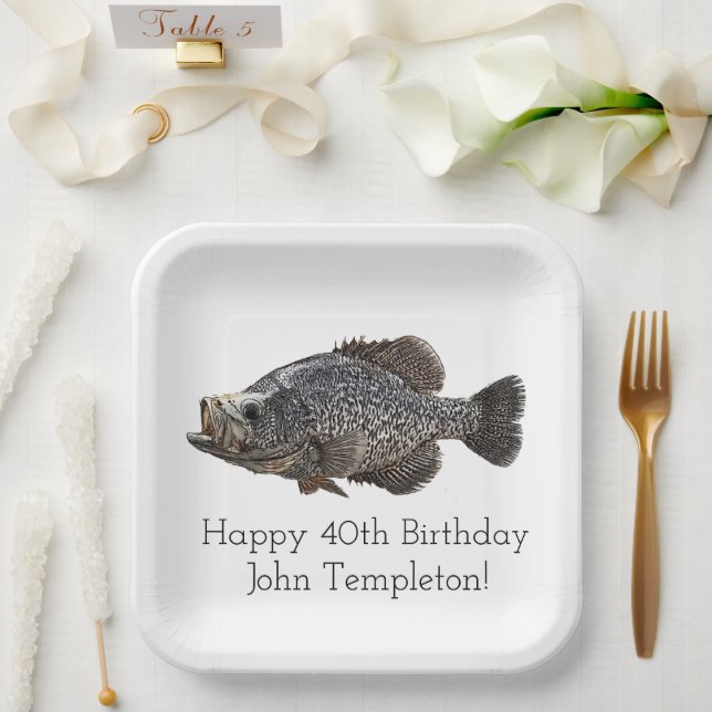 Crappie Fishing Birthday Party  Paper Plate (Wedding)