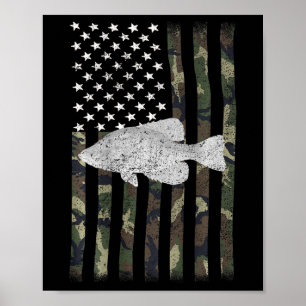 Crappie Fishing Camo Flag (on Back)  Poster