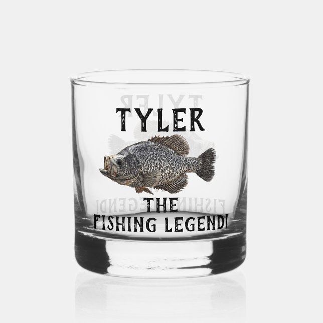 Crappie Fishing Legend Cool Funny Angler Sports Whiskey Glass (Front)