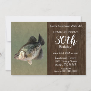 Crappie Fishing Theme 30th Birthday Party Invitation