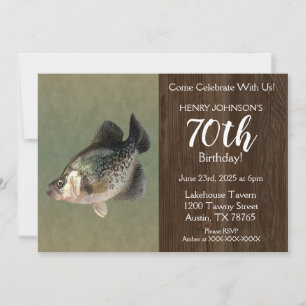 Crappie Fishing Theme 70th Birthday Party Invitation