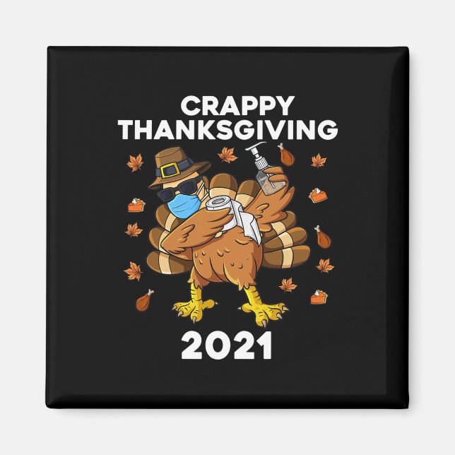 Crappy Thanksgiving Dabbing Turkey Pilgrim Boys Ki Magnet (Front)