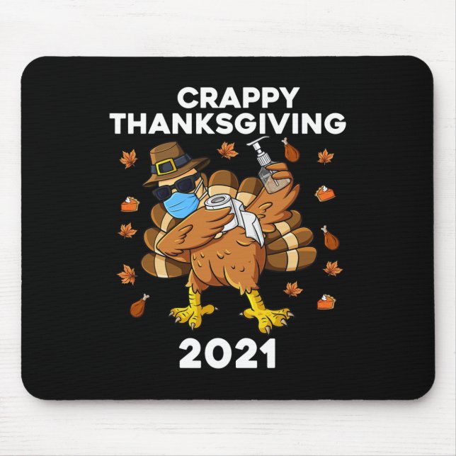 Crappy Thanksgiving Dabbing Turkey Pilgrim Boys Ki Mouse Mat (Front)