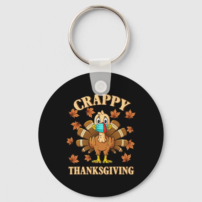 Crappy Thanksgiving Turkey Wearing A Mask Boys Gir Key Ring (Front)