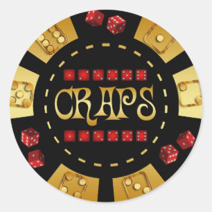 CRAPS GAMING CHIP CLASSIC ROUND STICKER