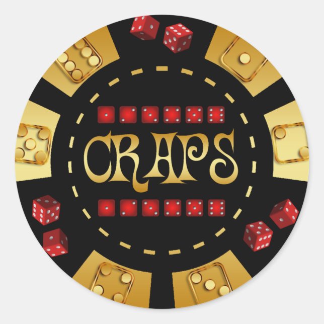 CRAPS GAMING CHIP CLASSIC ROUND STICKER (Front)