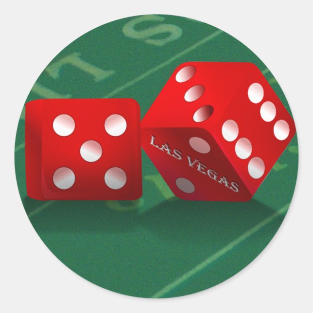Craps Table With Las Vegas Dice Classic Round Sticker (Front)