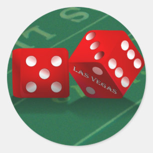 Craps Table With Las Vegas Dice Classic Round Sticker