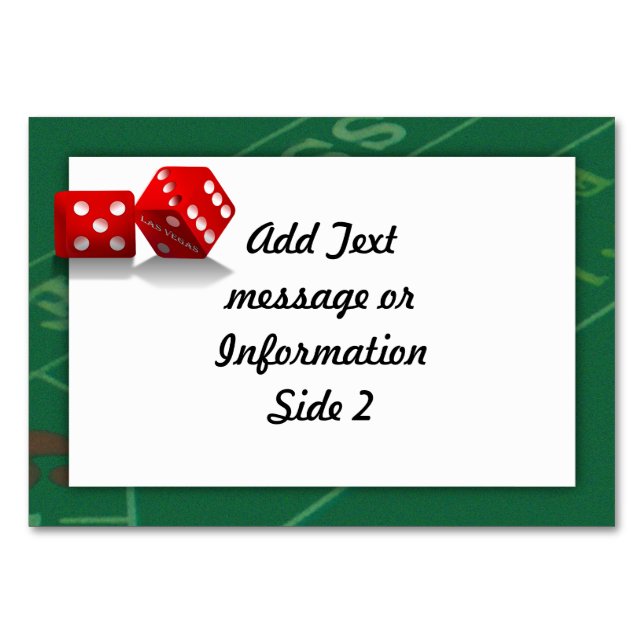 Craps Table With Las Vegas Dice Table Number (Back)