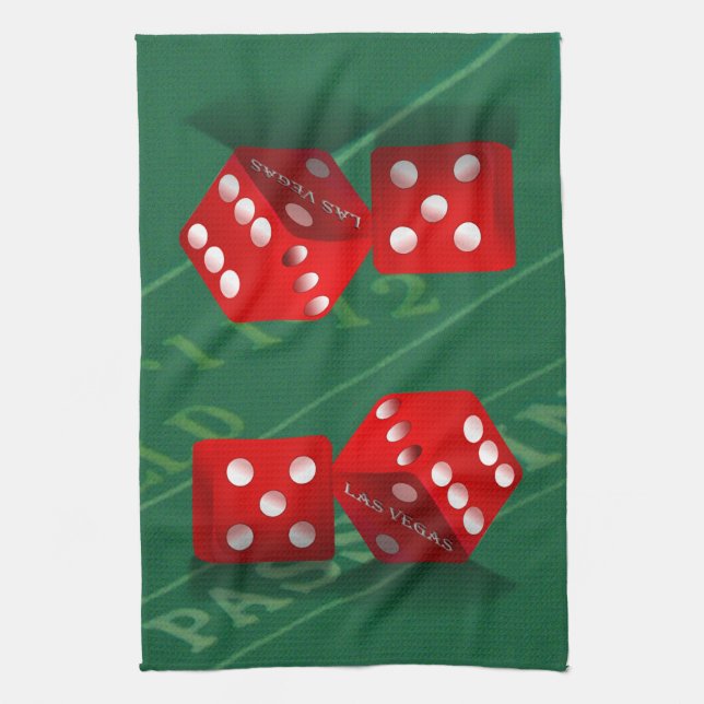 Craps Table With Las Vegas Dice Tea Towel (Vertical)