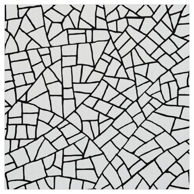 Craquelure Pattern - Black on White Fabric (Swatch)