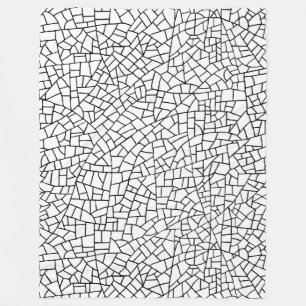 Craquelure Pattern - Black on White Fleece Blanket