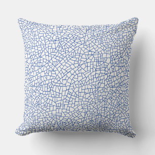 Craquelure Pattern - Navy Blue on White Cushion
