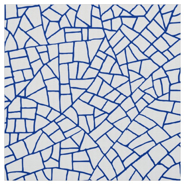 Craquelure Pattern - Navy Blue on White Fabric (Swatch)