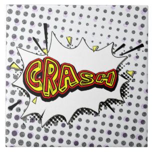 Crash Action Bubble Red and Yellow Typography Tile