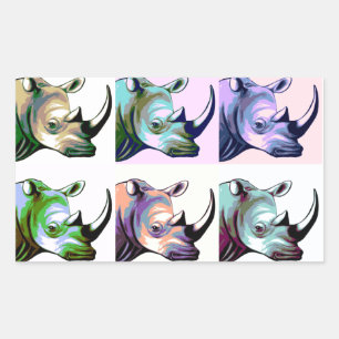 Crash of Rhinos Pop Art Rectangular Sticker