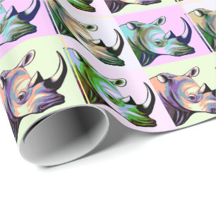 Crash of Rhinos Pop Art Wrapping Paper