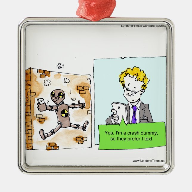 Crash Text Dummy Funny Metal Tree Decoration (Front)