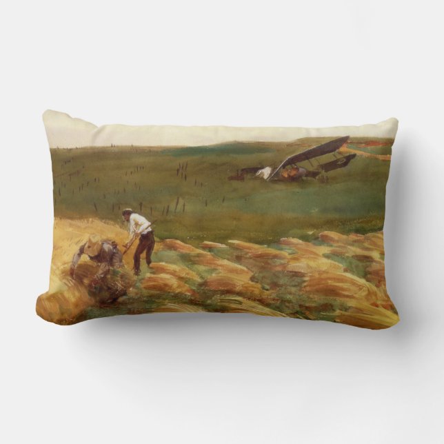 Crashed Aeroplane (by John Singer Sargent) Lumbar Cushion (Front)