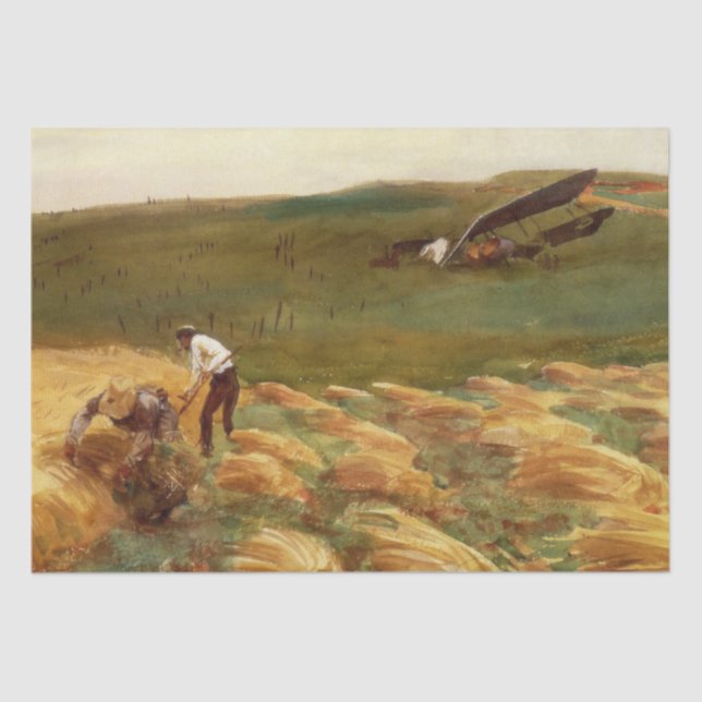 Crashed Aeroplane (by John Singer Sargent) Tissue Paper (Front)
