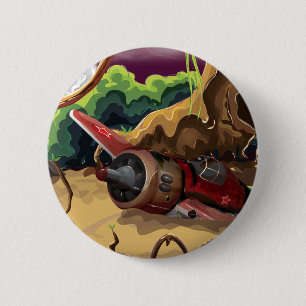Crashed World War Fighter Aircraft 6 Cm Round Badge