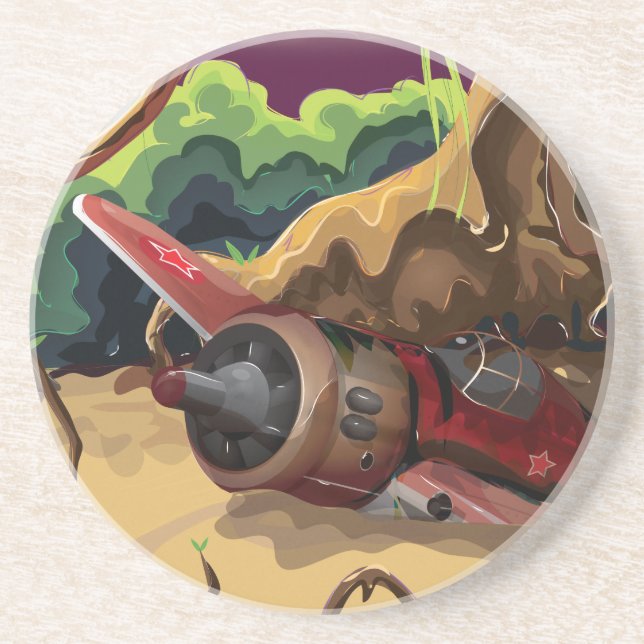 Crashed World War Fighter Aircraft Coaster (Front)