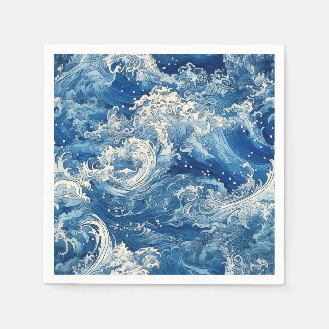 Crashing blue waves Napkins (Front)