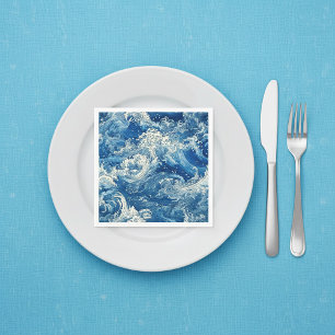 Crashing blue waves Napkins