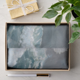 Crashing Ocean Storm Wave Aqua Museum Oil Painting Tissue Paper