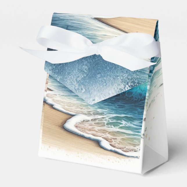 Crashing Ocean Waves Coastal Beach Wedding Favour Box (Front Side)