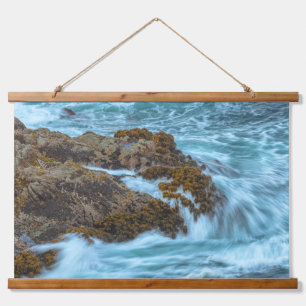 Crashing Ocean Waves on Rocky Shore Hanging Tapestry