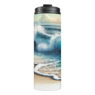Crashing Ocean Waves Rustic Coastal Beach Thermal Tumbler