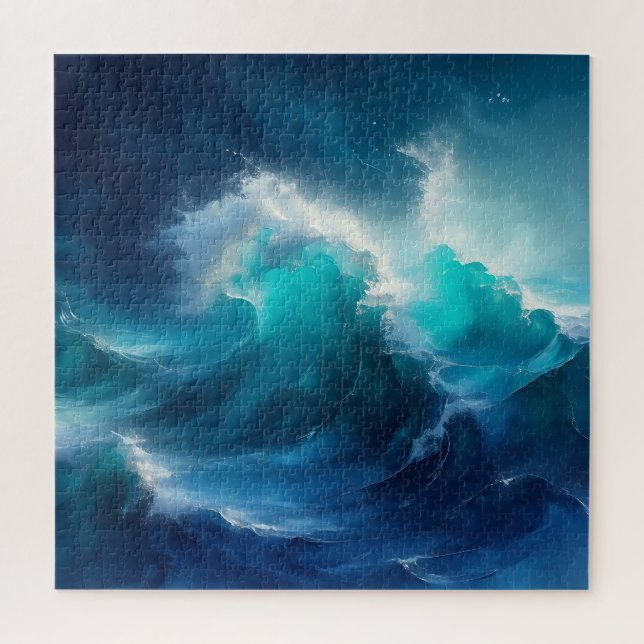 Crashing Ocean Waves Turbulent Blue Turquoise  Jigsaw Puzzle (Vertical)