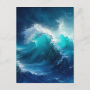 Crashing Ocean Waves Turbulent Blue Turquoise  Postcard