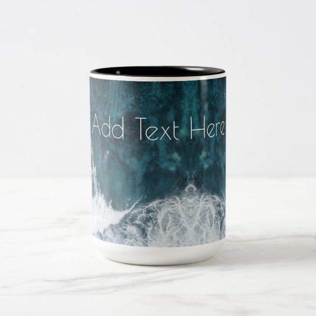 Crashing Ocean Waves Two-Tone Coffee Mug (Center)