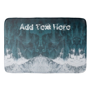Crashing Ocean Waves with Personalised Text Bath Mat