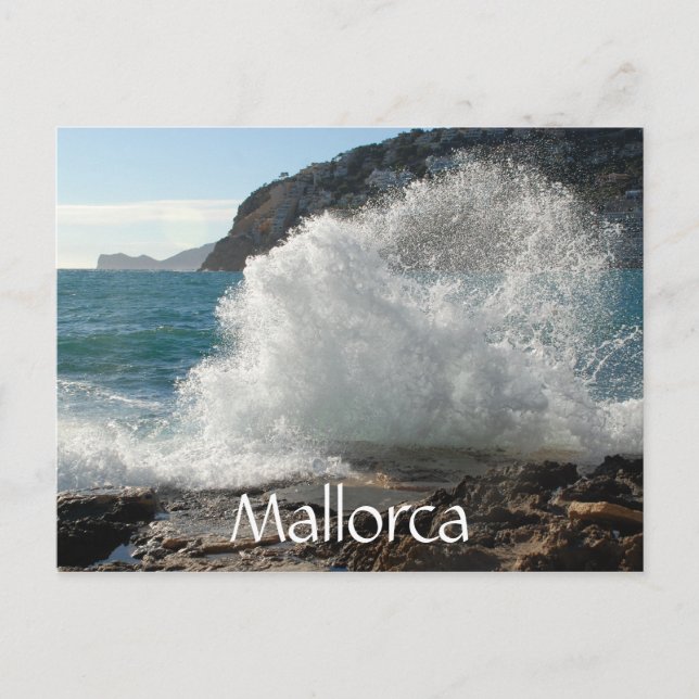 Crashing Surf on Rocks, Mallorca, Spain Postcard (Front)
