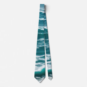 Crashing Turquoise Ocean Waves Tie