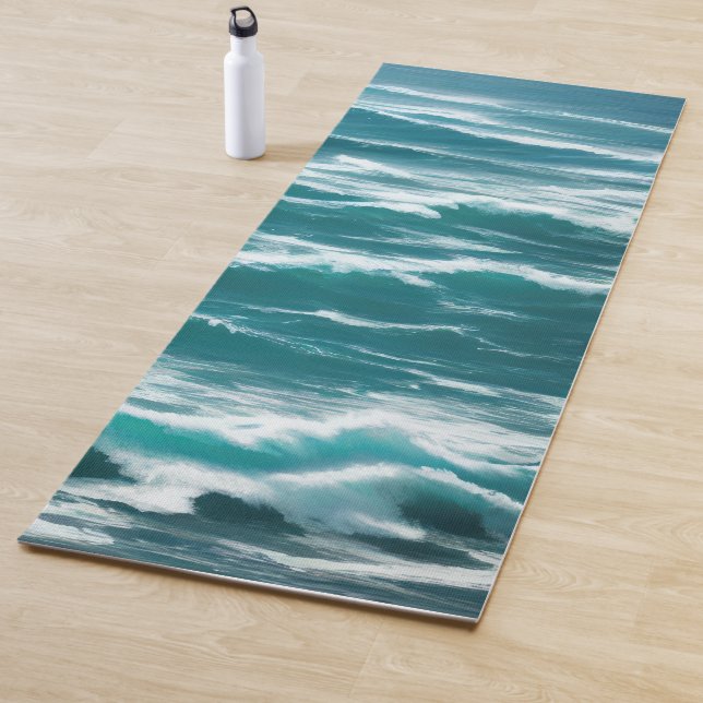 Crashing Turquoise Ocean Waves Yoga Mat (In Situ)