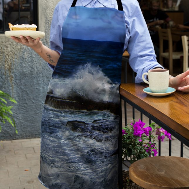 Crashing Wave On Rock Formation Print Apron (Creator Uploaded)