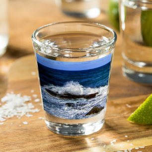 Crashing Wave On Rock Formation Shot Glass
