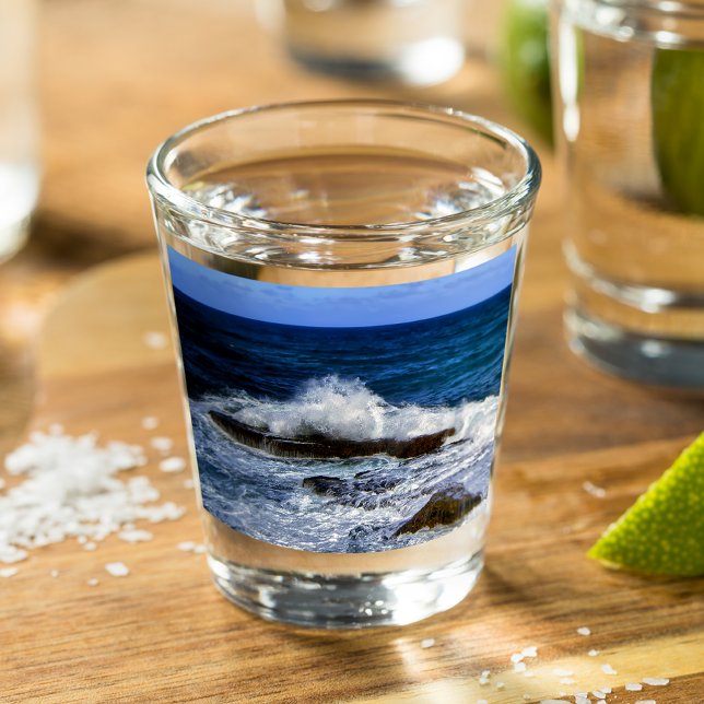 Crashing Wave On Rock Formation Shot Glass (Creator Uploaded)
