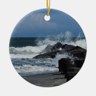 Crashing Waves At Folly Ceramic Tree Decoration